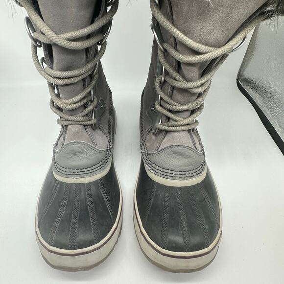 Sorel Joan of Arctic Fur Charcoal Gray Tall Winter Boot Womens Size 11 Gorpcore - Picture 7 of 15